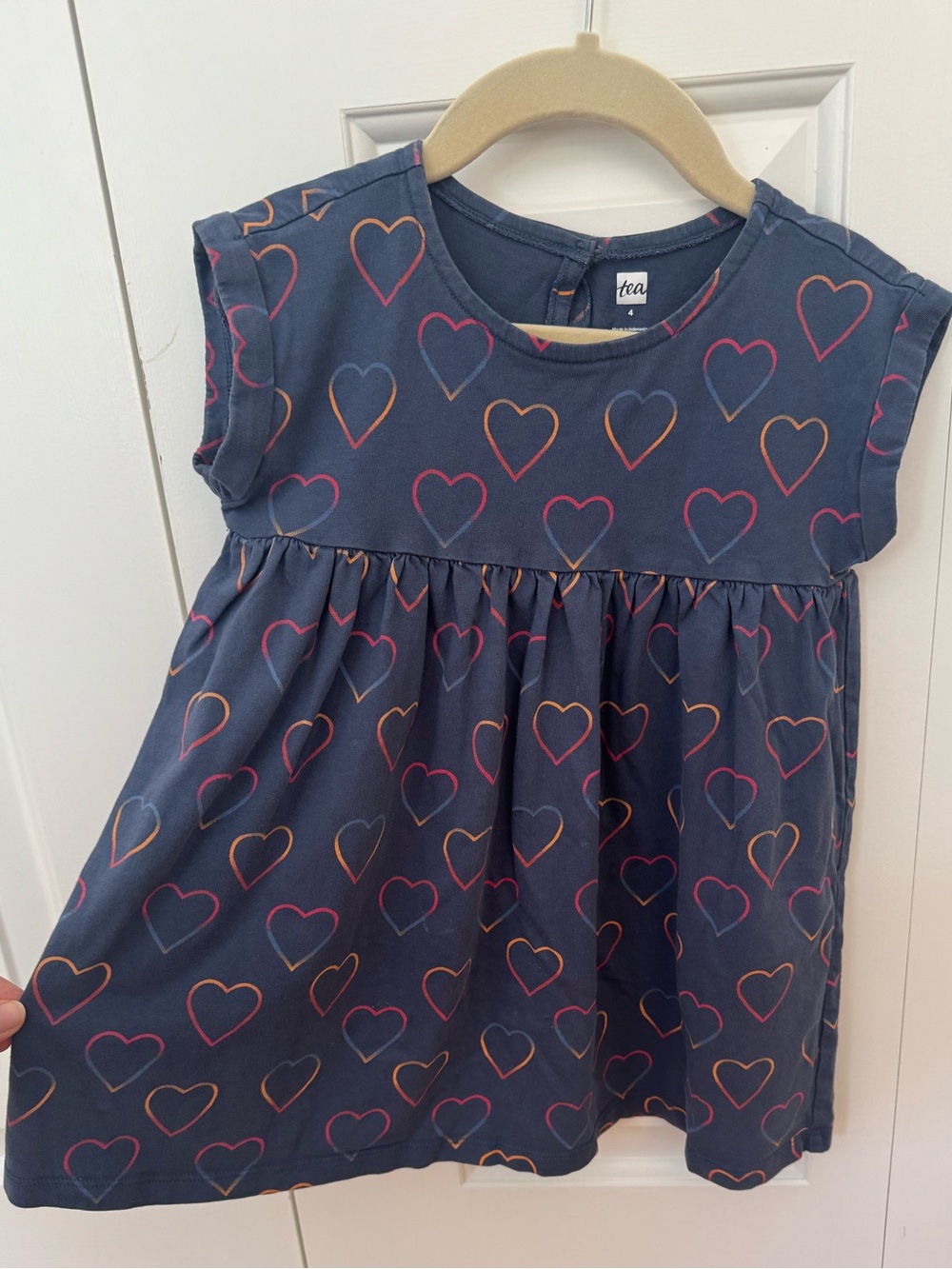 Tea Collection Short Sleeve Empire Dress with Ombré Hearts